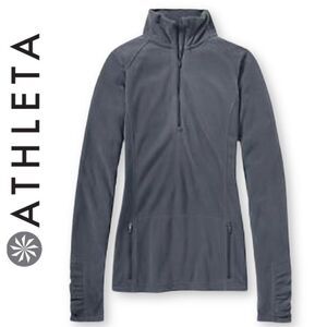 Athleta Mission Peak 1/4 Zip Embroidered Sweatshirt Fleece Top Small